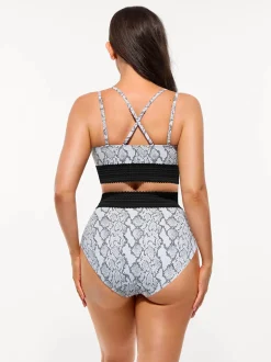 Boho Trim High Waist Tummy Control Bikini Set