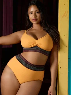 Boho Trim High Waist Tummy Control Bikini Set