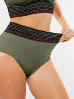 Boho Trim High Waist Tummy Control Bikini Set