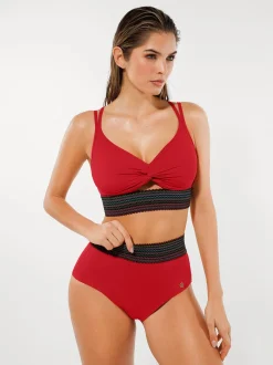 Boho Trim High Waist Tummy Control Bikini Set