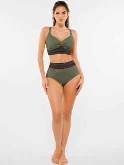 Boho Trim High Waist Tummy Control Bikini Set