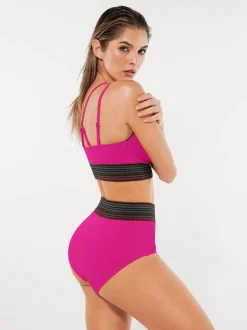Boho Trim High Waist Tummy Control Bikini Set