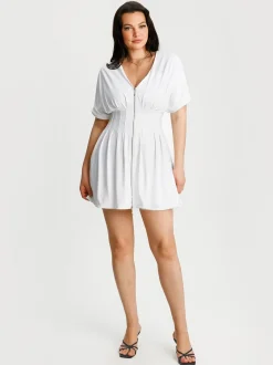 Deep V Zip Front Two-Piece Sculpting Mini Dress