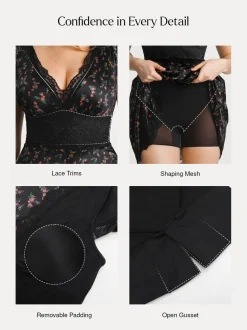 Lace Trim Sculpting Fit & Flare Mini Dress