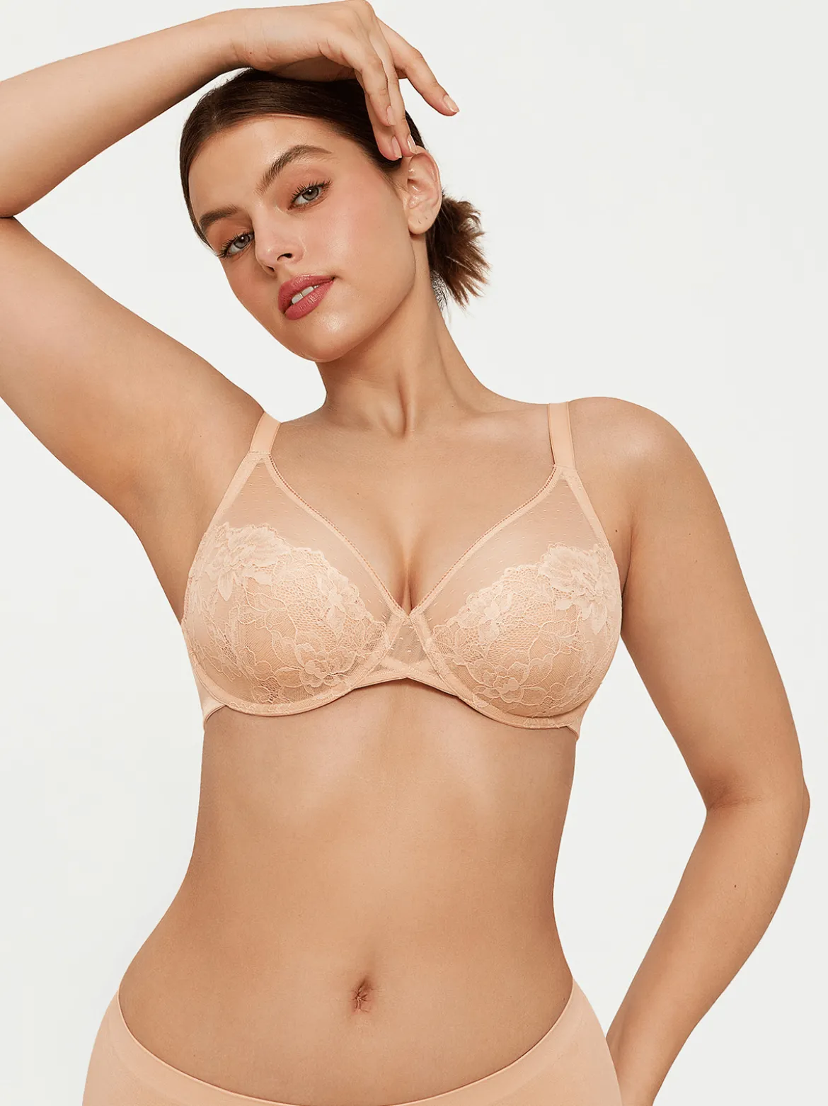 Lightweight Underwire Minimizer Lace Mesh Bra
