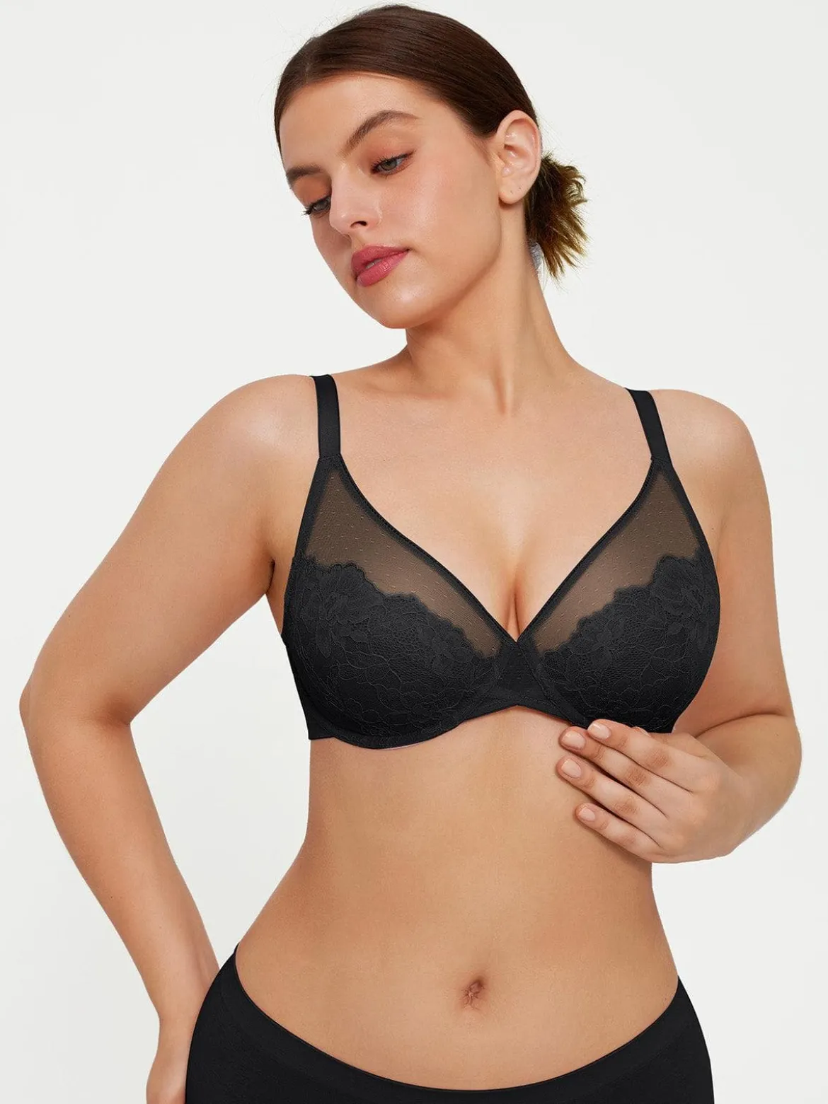 Lightweight Underwire Minimizer Lace Mesh Bra