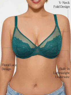 Lightweight Underwire Minimizer Lace Mesh Bra