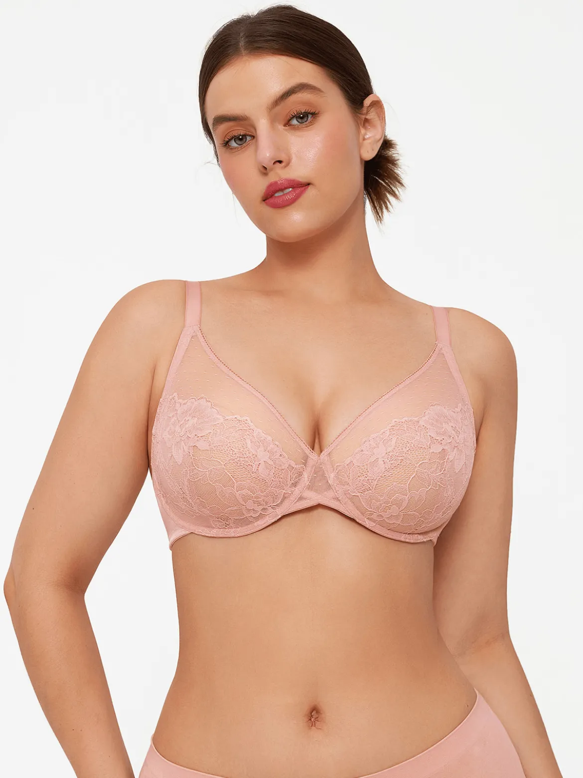 Lightweight Underwire Minimizer Lace Mesh Bra