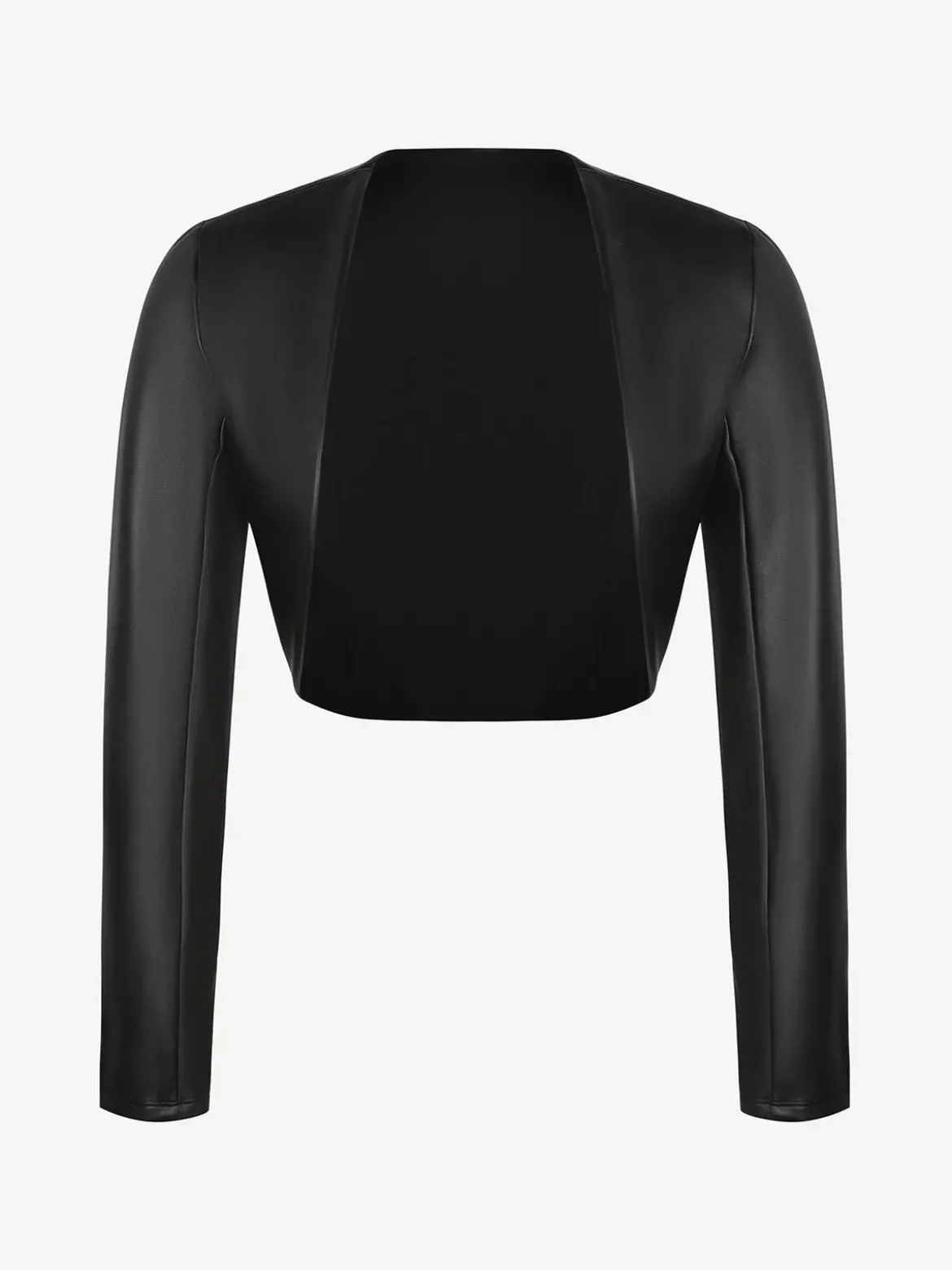 Long Sleeve Faux Leather Bolero Jacket