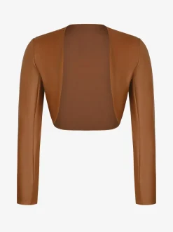 Long Sleeve Faux Leather Bolero Jacket