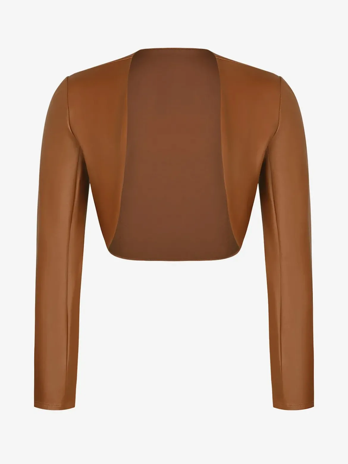 Long Sleeve Faux Leather Bolero Jacket