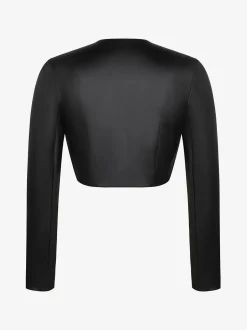 Long Sleeve Faux Leather Bolero Jacket
