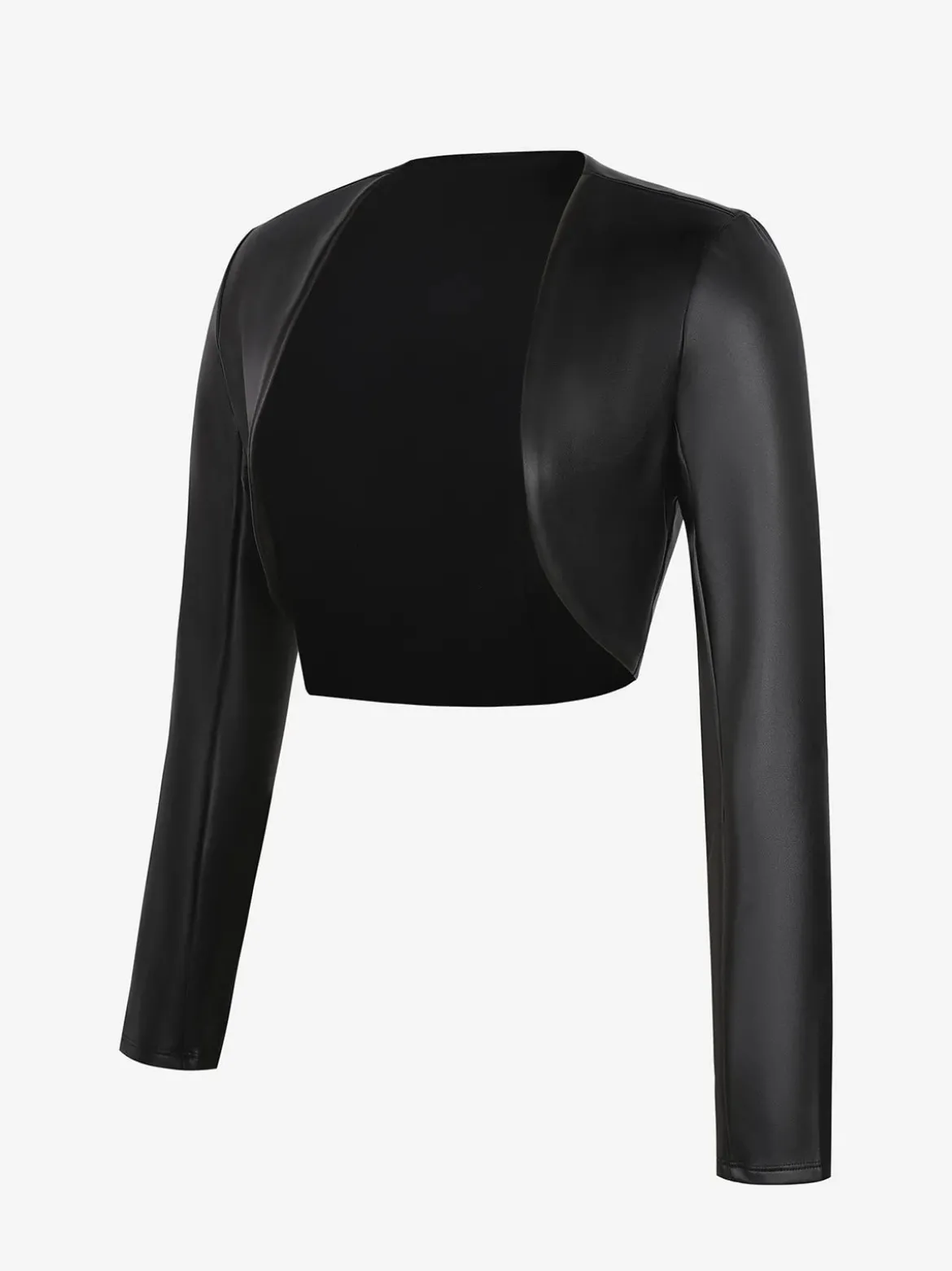Long Sleeve Faux Leather Bolero Jacket