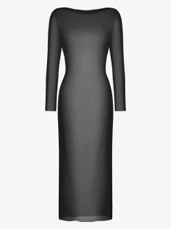 Long Sleeve Sheer Mesh Maxi Cover-Up
