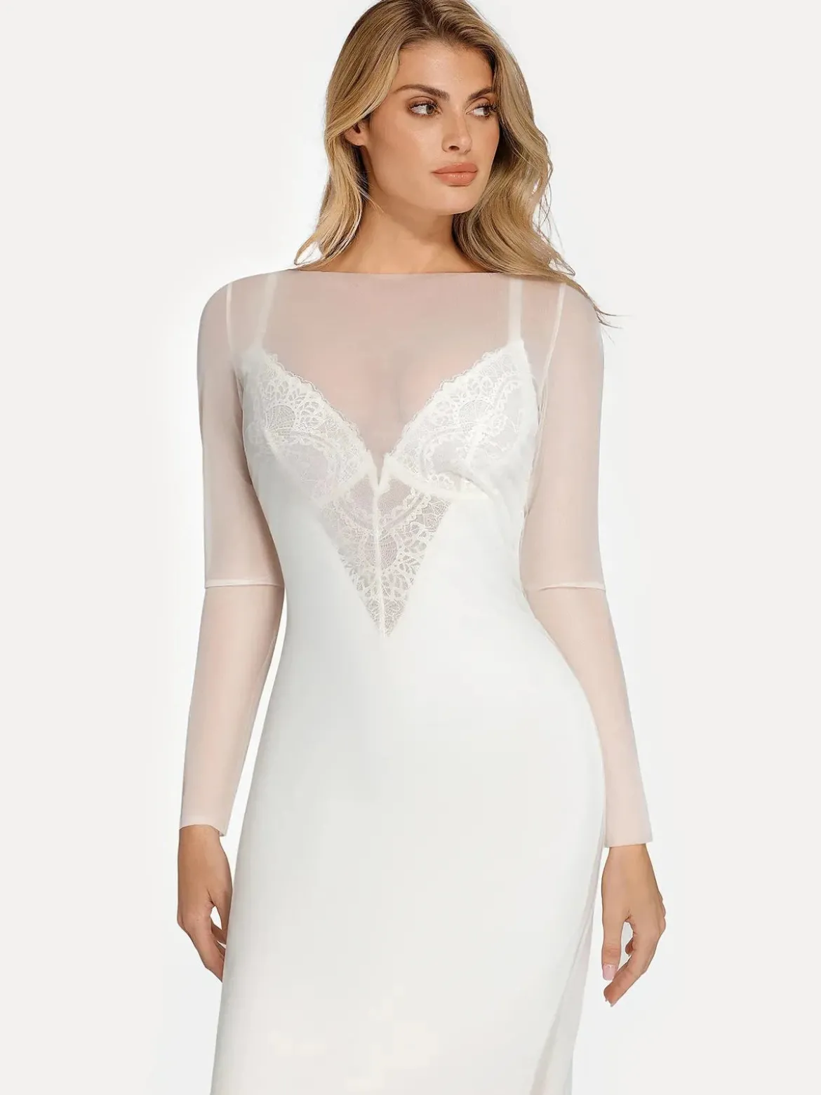 Long Sleeve Sheer Mesh Maxi Cover-Up
