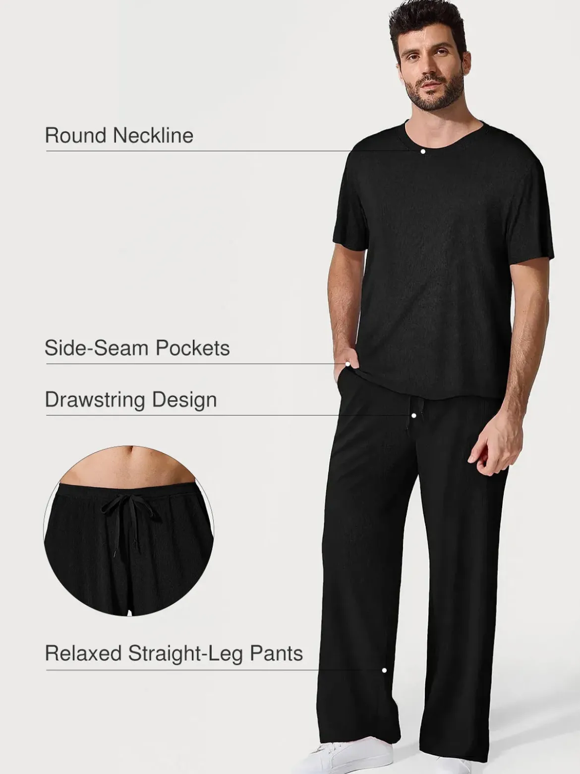 Men's Modal Short Sleeve & Pant PJ Set
