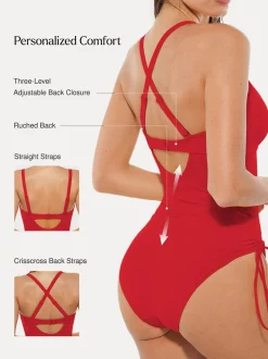 Mesh Inset Tie-Side Sculpting One-Piece Swimsuit