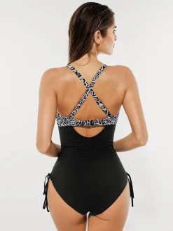 Mesh Inset Tie-Side Sculpting One-Piece Swimsuit