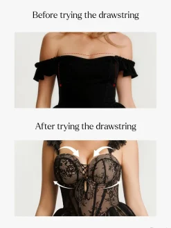 Off-The-Shoulder Sculpting Corset Fit & Flare Mini Dress