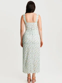 Off-The-Shoulder Sculpting Floral Print Maxi Dress