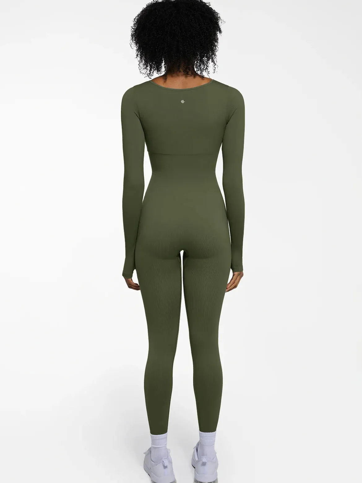 Popilush Ribbed U Neck Built-in Bra Tummy Control Jumpsuit