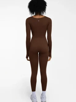 Popilush Ribbed U Neck Built-in Bra Tummy Control Jumpsuit