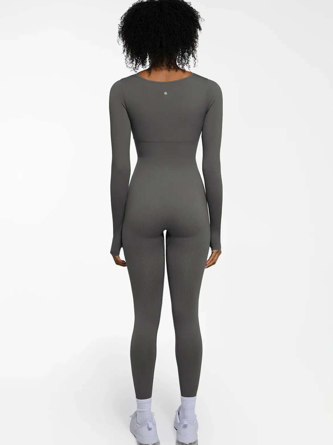 Popilush Ribbed U Neck Built-in Bra Tummy Control Jumpsuit