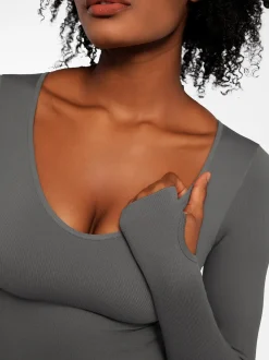 Popilush Ribbed U Neck Built-in Bra Tummy Control Jumpsuit