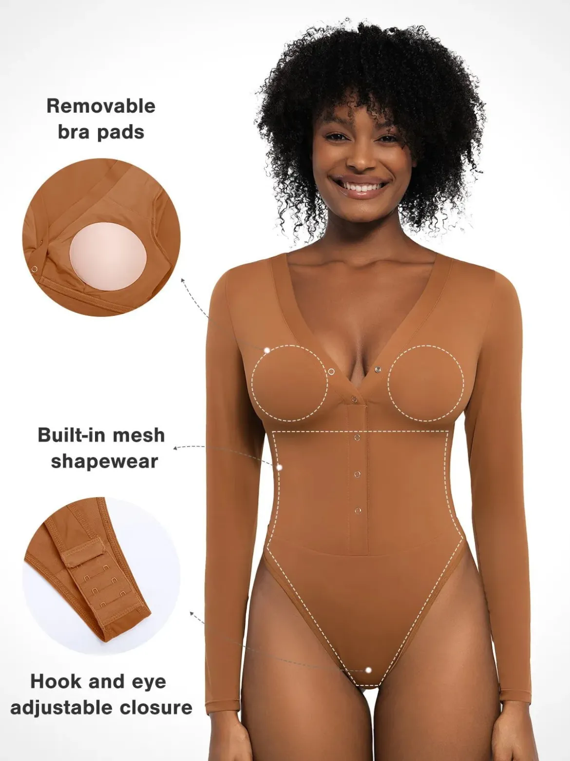 Redtag Thermal Shapewear Long Sleeve Tummy Control Bodysuit