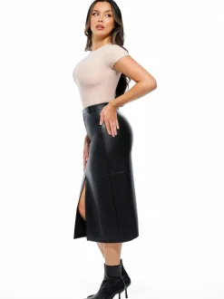 Sculpted Faux Leather Contour Skirt
