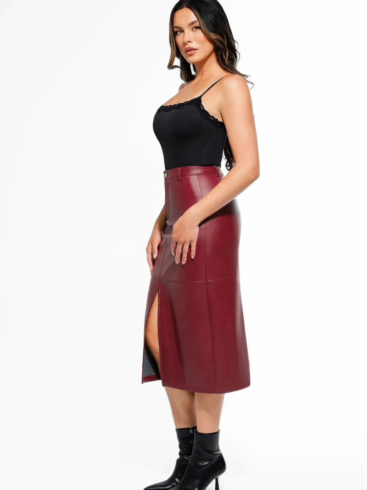 Sculpted Faux Leather Contour Skirt