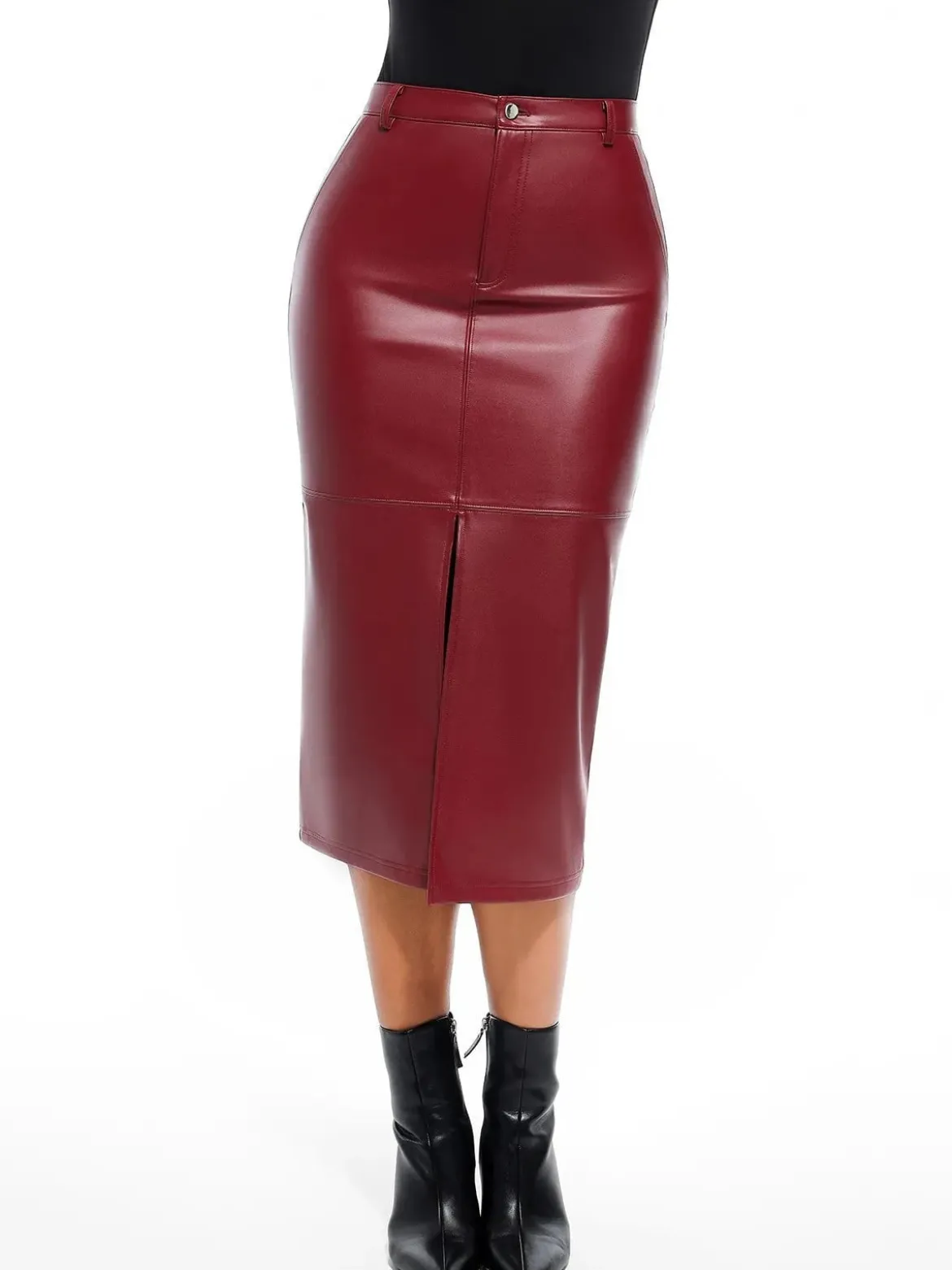 Sculpted Faux Leather Contour Skirt
