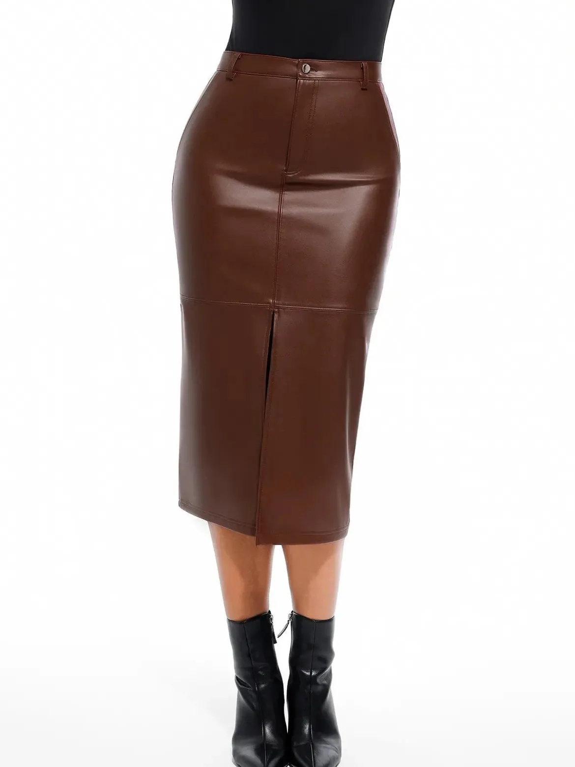 Sculpted Faux Leather Contour Skirt