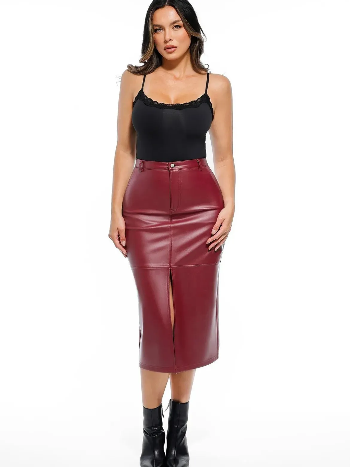 Sculpted Faux Leather Contour Skirt