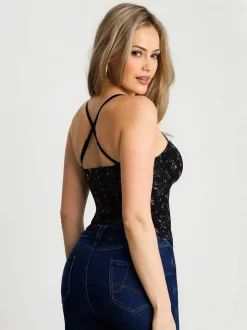 Sculpting Push-Up Lace Floral Boned Convertible Strap Corset Top