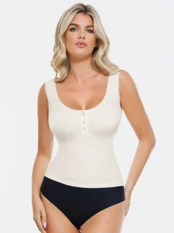 Sculpting Push-Up Square Neck Sleeveless Cami Top with Built-in Bra