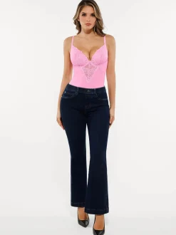 Seamless Lace V-Neck Shapewear Bodysuit