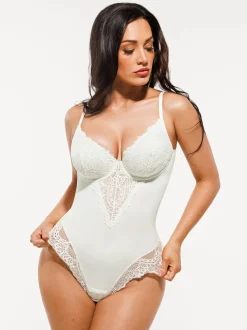 Seamless Lace V-Neck Shapewear Bodysuit