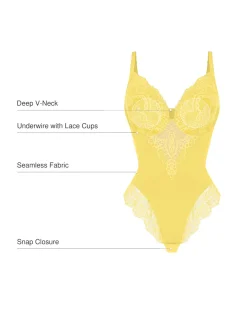 Seamless Lace V-Neck Shapewear Bodysuit