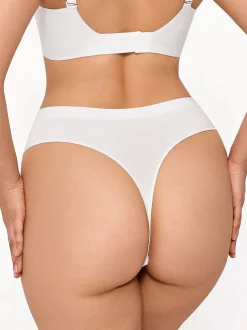 Seamless Solid Mid-Rise Thong Brief