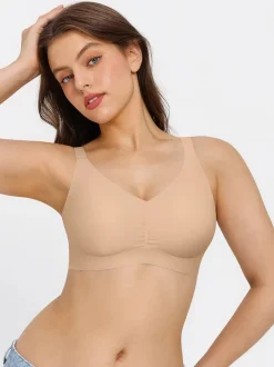 Seamless Wireless Ruched Comfort Minimizer Bra