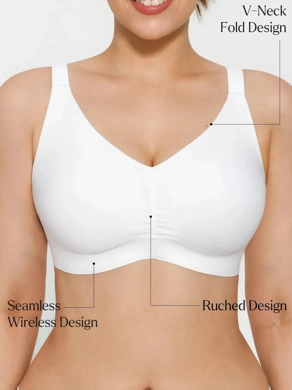 Seamless Wireless Ruched Comfort Minimizer Bra