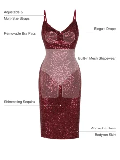 Sequin Cowl Neck Sculpting Mini Dress