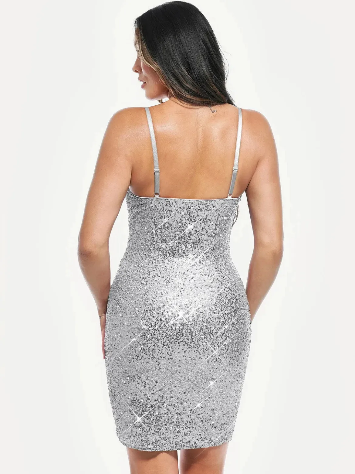 Sequin Cowl Neck Sculpting Mini Dress