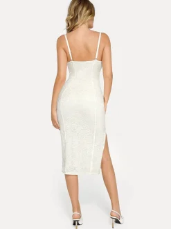 Shapewear All-Lace Hourglass Corset Side Slit Midi Dress