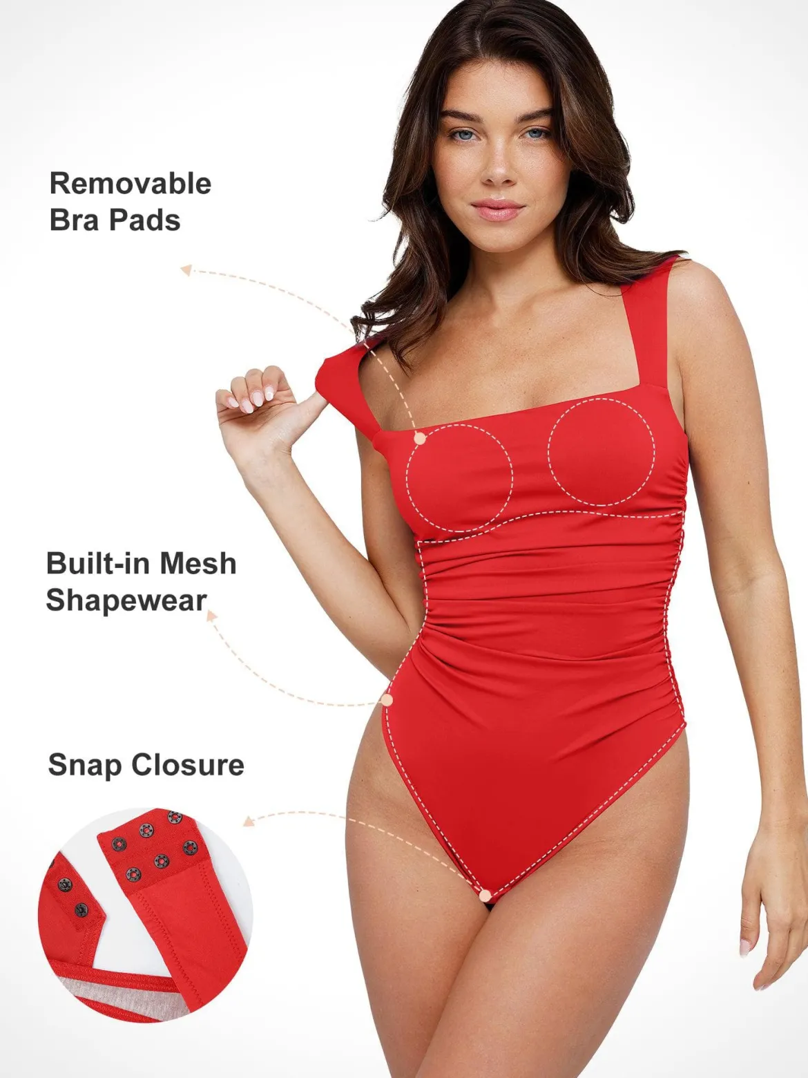 Shapewear Bluetag Ruched Square Neck Sculpting Bodysuit