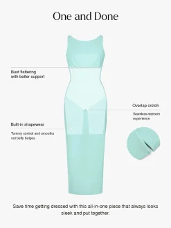 Shapewear Boatneck Draped Sculpting Maxi Dress