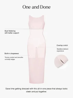 Shapewear Boatneck Draped Sculpting Maxi Dress