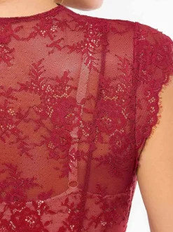 Shapewear Boho Floral Lace Front Slit Maxi Dress