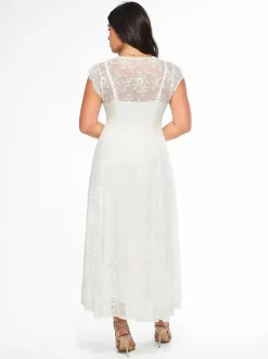 Shapewear Boho Floral Lace Front Slit Maxi Dress